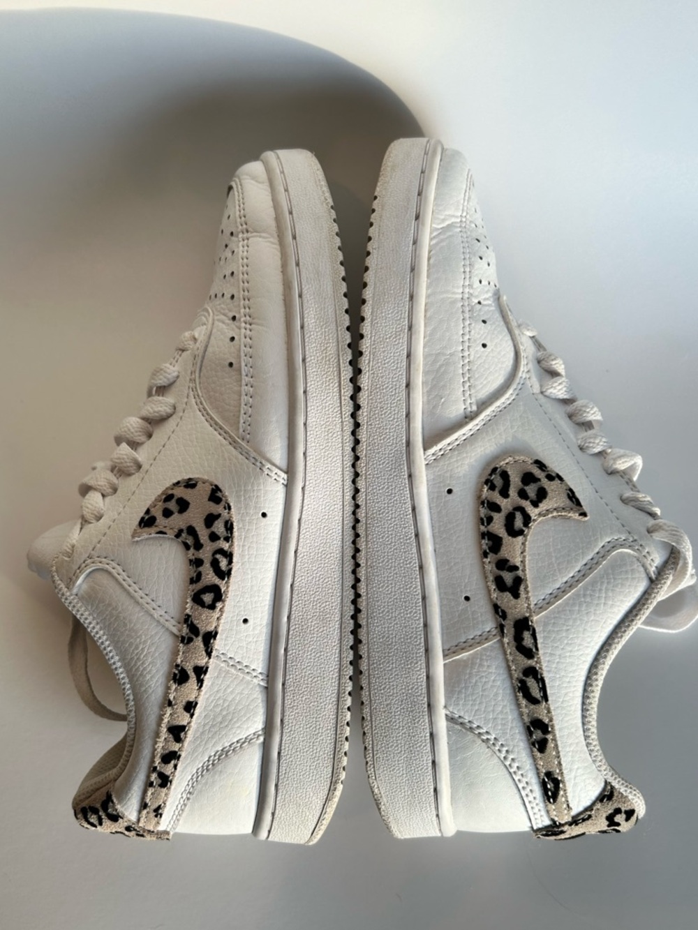 Nike Women's Court Vision Low — White with Leopard Swoosh - Picture 5 of 9